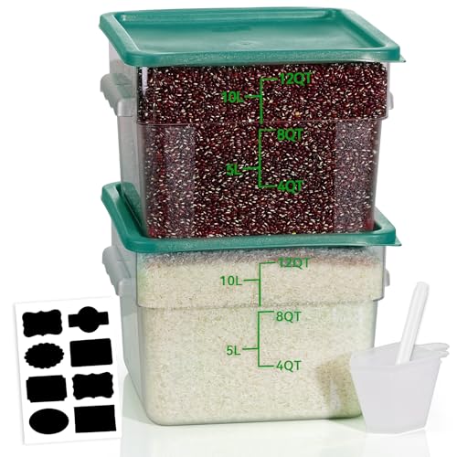 12QT 2PCS NSF Commercial Clear Food Storage Containers with Lids(GREEN) - color: J5-12QT-2PCS-GREEN