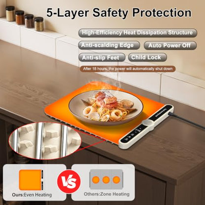 Small Warming Mat for Food 15"x16" - 9-Level Temp Control 120V - size: Beige-S 15*16in