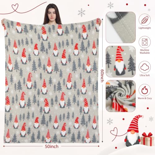 Kinlop 40 Pcs Christmas Throw Blankets Bulk Xmas Soft Cozy Lightweight Fleece Blanket Winter Holiday Blankets for Couch Bed Sofa Home Donation 50 x 60 Inch (Grey Gnome) - color: Gray