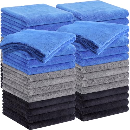 Shimeyao Blue,Black,Gray 20 Pcs 16 x 16 Inch Microfiber Car Detailing Towel - color: Blue,black,gray