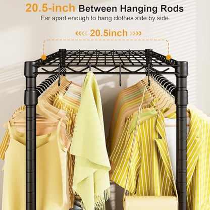 ULIFHOME P4 Rolling Clothes Rack, Clothing Racks for Hanging Clothes, Black - color: Black, size: P4