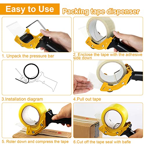 Acrux7 2 PCS 2 Inch Packing Tape Gun, Rapid Replace Packing Tape Dispenser Guns with Ergonomic Grip, Handheld Tape Gun Dispenser Heavy Duty Tapes Sealing Cutter for Carton Packaging, Boxes Sealing