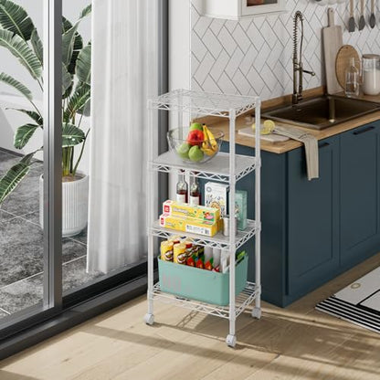 Golpart 4Tier Adjustable Storage Shelves Metal Wire Shelving Standing Shelf - color: White, size: 4-tier-11.6"Dx17.6"Wx44.2"H
