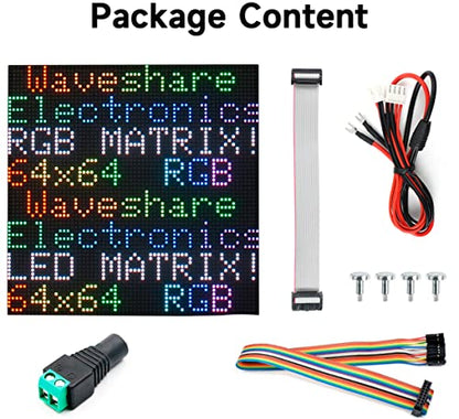 waveshare RGB Full Color LED Matrix Panel 64x64, 4096 RGB LEDs, 2mm Pitch, Adjustable Brightness, Display Text, Colorful Image, Animation,Compatible with Raspberry Pi/Raspberry Pi Pico / ESP32 - color: 64x64-2 M M Pitch