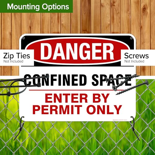 Danger Confined Space Enter By Permit Only Sign, 18x24 Inches, 55 mil thick - size: 18x24 - Polyethylene