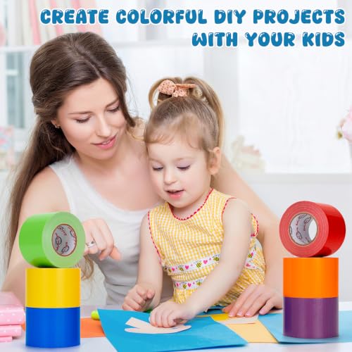 6 Rolls Rainbow Colored Duct Tape 2" x 15Yd Heavy Duty Waterproof Tape