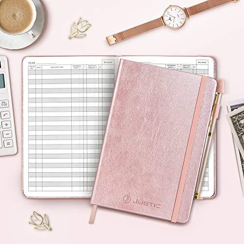 JUBTIC Check Registers for Personal Checkbook, Checkbook Log with Debit Card & Transaction Registers for Work Use, Simple Account Tracker & Financial Ledger, A5 Hardcover - Rose Gold - color: Rose Gold, size: Medium (5.8x8.3 Inch)