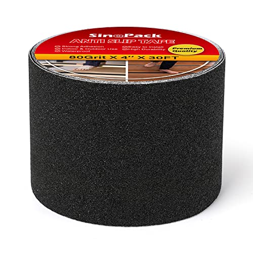 Anti Slip Tape Black 4Inch x 30FT Non Skid Tape, Best Grip Non Slip Strips Tape High Traction Friction Abrasive Adhesive for Stairs Step - color: Black