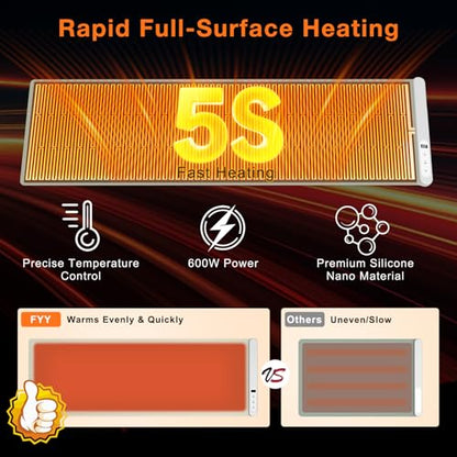 FYY Extra Long Warming Mat for Food, Rapid and Full Surface Heating Khaki - color: Khaki, size: XXX Large Size: 45"x15"
