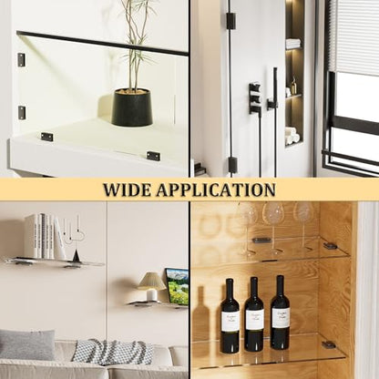 Alise Glass Shelf Brackets, Fits 8–12 mm Glass for Shower Use, 2 Pack - color: Black