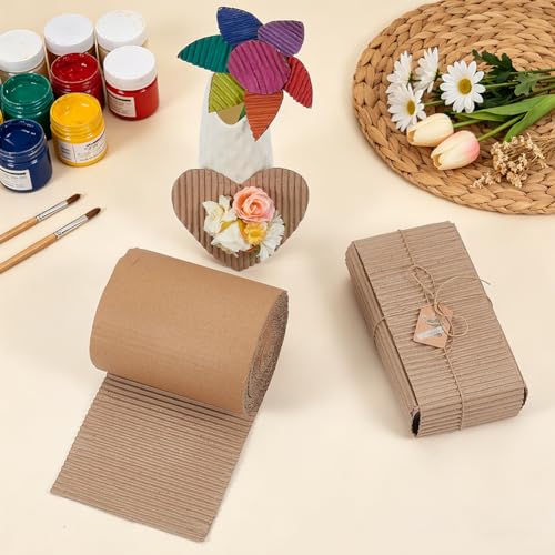 OLYCRAFT Corrugated Cardboard Rolls 6x197 Inch Singleface Corrugated Paper Roll Shipping Protection Roll Large Corrugateds Wrap Paper Sheet Packaging Wrap Cardboard for Moving Protecting Fragile Items - size: 6x197 Inch