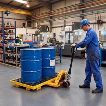 2 Drum Spill Containment Platform with Drain Anti Slip, 48 x 24 x 4'' - size: 48 x 24 x 4 Inches