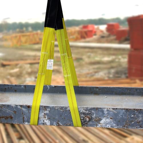 2"x10' Lift Sling Straps, 13,000 lb Load Capacity Heavy Duty Web Sling Tree Saver & Recovery Strap, Double-Layer Polyester Hoist Straps for Towing, Hoisting, Moving, UV Resistant Polyester 2-Pack - color: 10'x2" 13,000 Pound Yellow
