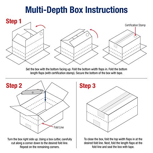 BOX USA 25 Pack of Multi-Depth Corrugated Cardboard Boxes, 17 1/4" L x 11 1/4" W x 12" H, Kraft, Shipping, Packing and Moving