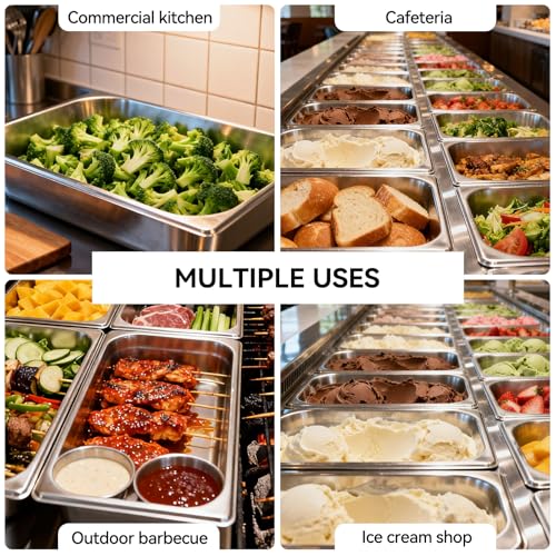 GOLDEN KEY Steam Table Pans Half Size, 6 Pack 1/2 Half Size Hotel Pans 2.5 Inch Deep,Stainless Steel Hotel Pan for Restaurant Chafing Dishes Commercial Buffet Warmer Catering Supplies - color: 1/2, size: 2-1/2" Deep