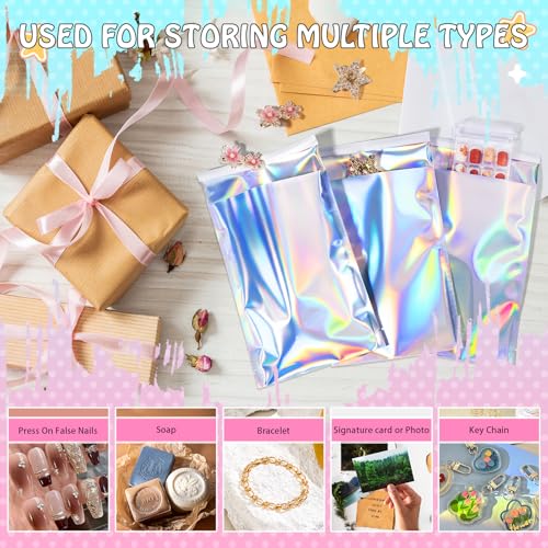 FUNFERY 5.5x7.9in Holographic Mylar Poly Mailers Self Sealing Adhesive Bag - color: Holographic Self Adhesive-50P, size: 5.5x7.9 inch