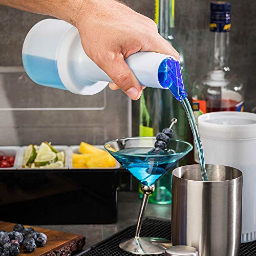 Restaurantware Plastic Storage Container Bottle, Quick Pour, 0.5 qt - color: Blue, size: 16 Ounces