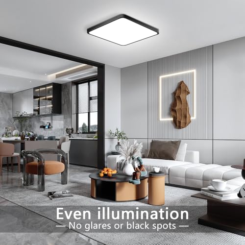 9Inch 18W Square LED Ceiling Light Fixtures Flush Mount, 5000K Daylight White LED Ceiling Lamp, Surface Mount Modern Ceiling Lights, Black Slim Flat Panel Lighting for Bedroom, Kitchen, Bathroom Etc - color: Daylight White, size: 9 inch Black