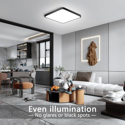 9Inch 18W Square LED Ceiling Light Fixtures Flush Mount, 5000K Daylight White LED Ceiling Lamp, Surface Mount Modern Ceiling Lights, Black Slim Flat Panel Lighting for Bedroom, Kitchen, Bathroom Etc - color: Daylight White, size: 9 inch Black