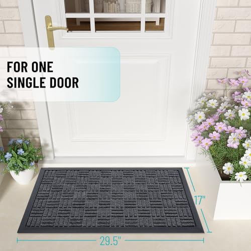 OLANLY Front Door Mat Outside Entrance 29.5x17, Heavy-Duty Rubber Doormat - color: Black Gray, size: 29.5" X 17"