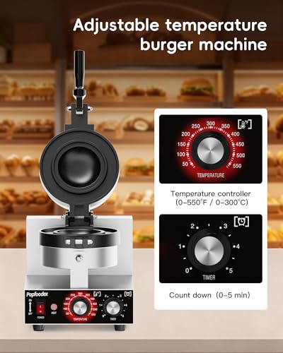 Ufo Burger Maker Machine, 110V Electric Ufo Sandwich Maker w/Adjustable Temperature and Timer, Stainless Steel Ice Cream Burger Maker for Dining Room, Kitchen, Restaurant, Burger Sealer - style: Burger Press