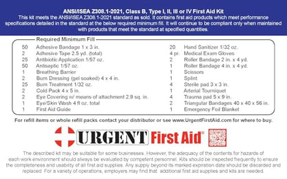OSHA & ANSI 2021 Class B Refill Kit, 50 Person, 208 Pieces-First Aid Refill - size: Kit
