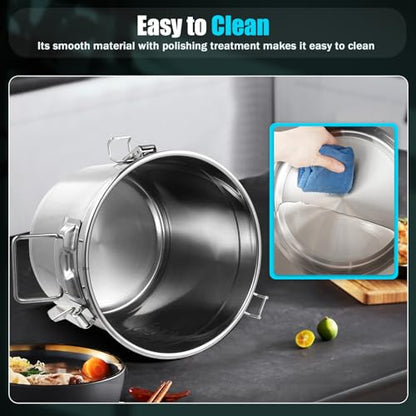 12L/3.17 Gal Stainless Steel Food Storage Container with Lid - size: 3.17 gal