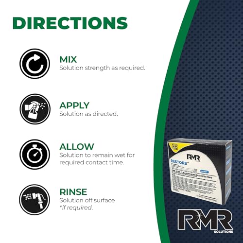 RMR Solutions RESTORE Disinfectant & Cleaner Concentrate, EPA Registered Mold Remover & Antibacterial Cleaning Solution for Kitchen, Bathroom, Floor, Home, Pet Areas, Counter, 3.34g, Makes 16 Quarts