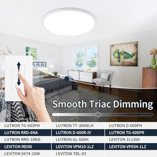 MOONSEA 24-Inch Flush Mount LED Dimmable Ceiling Light Round – 48W - color: White, size: 24 Inch