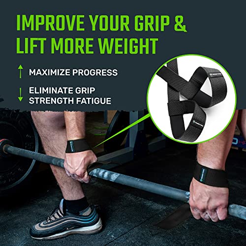 Lifting Straps for Weightlifting, Padded Wrist Support Wraps, 2 Pack - color: Black