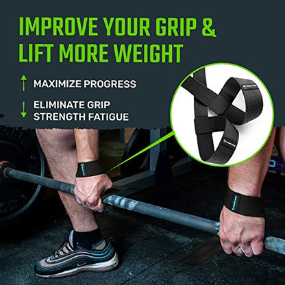 Lifting Straps for Weightlifting, Padded Wrist Support Wraps, 2 Pack - color: Black