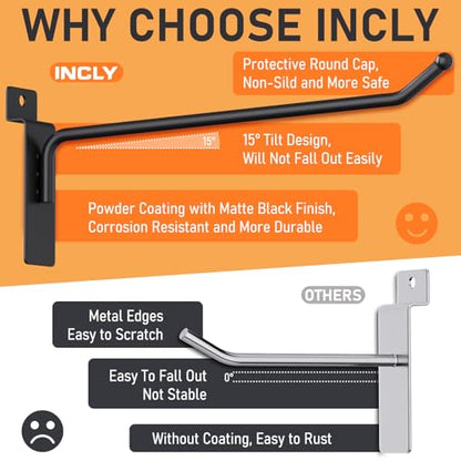 INCLY 60 Pack Slatwall Hooks, 4/6/8 Inch Slat Wall Hanging Hook and Hanger - size: 4/6/8 Inches
