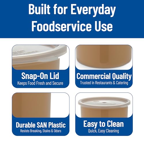 Carlisle FoodService Products Classic Round Storage Container Crock with Lid for Kitchen, Restaurants, Home, Plastic, 2.7 Quarts, Beige