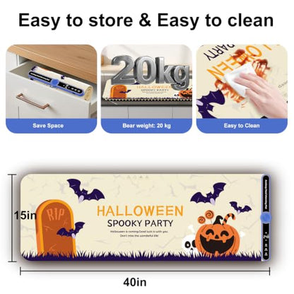Extra Large Warming Mat for Food 40”X15” Silicone Portable Halloween Style - size: Halloween Pattern-XXL