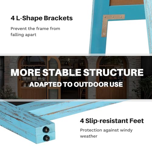 4 THOUGHT A-Frame Double-Sided Magnetic Chalkboard 40"x20", Blue - color: Blue