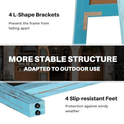 4 THOUGHT A-Frame Double-Sided Magnetic Chalkboard 40"x20", Blue - color: Blue