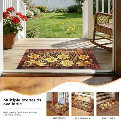 Durable Welcome Door Mats 24”x36” – Heavy Duty Non-Slip Rubber Outside Door Mat Large Front Outdoor Mat for Home Entrance, Porch, Patio, Garage and High Traffic Areas,Dragonfly Flower - size: 2'0" x 3'0" (Rectangular)