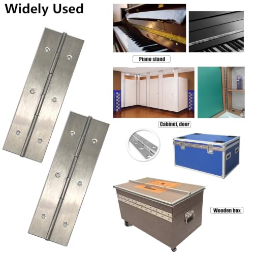 6-Inch 3-Pack Silver Heavy Duty Stainless Steel Piano Hinge, Long Hinge， - size: 6inch(Silver)3Pcs
