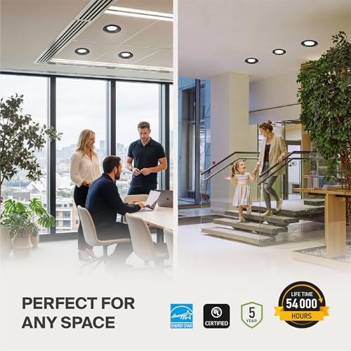 ASD 8 Pack 6 Inch Commercial Canless LED Downlight - color: Black Round, size: 6 Inch (8 Pack)