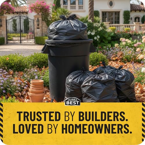 MAAXForce 55 Gallon Contractor Trash Bags | 2 Mil Heavy-Duty Black Garbage Bags | Leak-Proof, Puncture-Resistant | Made in USA | 36" x 56" Large Construction & Yard Cleanup Bags (40-Count) - style: Regular