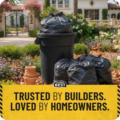 MAAXForce 55 Gallon Contractor Trash Bags | 2 Mil Heavy-Duty Black Garbage Bags | Leak-Proof, Puncture-Resistant | Made in USA | 36" x 56" Large Construction & Yard Cleanup Bags (40-Count) - style: Regular