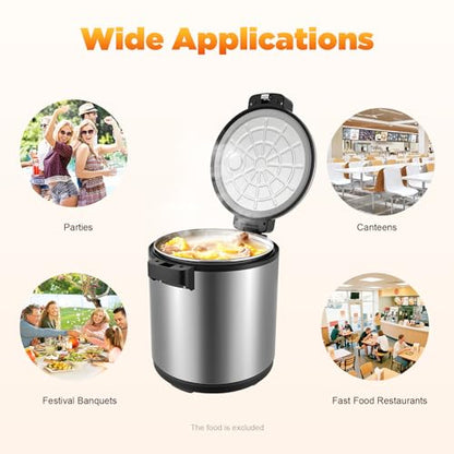 Electric Rice Warmer, 23L/6Gal Commercial Stainless Steel Electric Food Warmer with Rice Spoon & Cover Heavy Duty Rice Warmer 100 Cups Adjustable Warm Function Only (Silver) - color: Silver