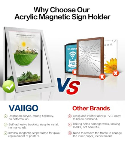 Acrylic Sign Holder 8.5 x 11 Wall Mount, Magnetic Sign Holder Silver - color: Silver, size: 20 Pack 8.5" x 11"