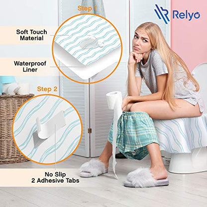Relyo Disposable Toilet Seat Cover for Travel – 20 Pack with Covers Wrapped in Sets of 2, Non-Flushable Liners, Fits Most Seats – Kids, Toddlers, Adults (Waves, 20) - color: Waves