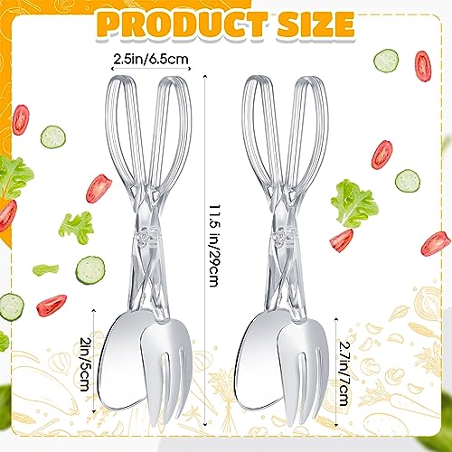 Tioncy 6 Pack Plastic Salad Scissor Tongs 11.5 Inches for Serving Reusable Food Tongs, Clear Utensils for Chef Cooking, Kitchen, Buffet, Party, Catering Supplies