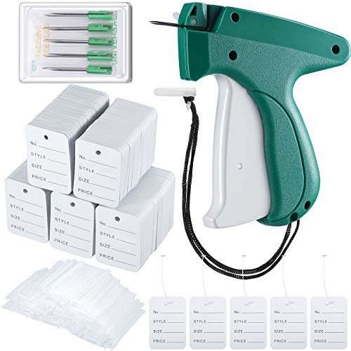 6006 Pcs Clothes Garment Tag, Tagging Gun for Clothing with 6 Needles Attacher Garment Tag Price Tags 2 Inch Standard Plastic Fasteners Barbs Clothing Paper Size Name Style Steel - color: Green