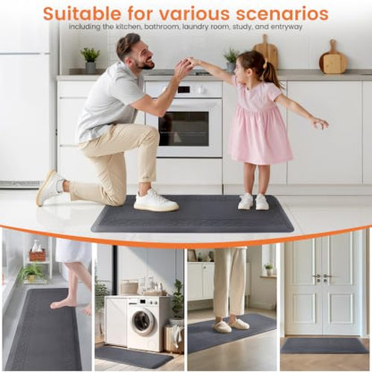 4/5 Inch Thicker Kitchen Mats Anti Fatigue Comfort Mat Standing Desk Rugs - color: Grey, size: 47"L x 17"W x 0.8"Th