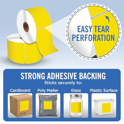 4" X 6" Direct Thermal Shipping Labels | Yellow | 1" Cores w/Perfs Easy Tear | Made in USA | Printing Label | 250 Labels | 250 Labels per Roll | 1 Rolls | Blank Labels - color: Yellow