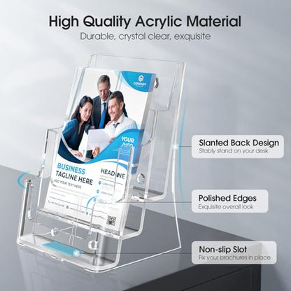 MaxGear Acrylic Brochure Holder 8.5 x 11 with Divider, 3 Tier, 1 Pack - size: 8.5"x11"-3 Tier