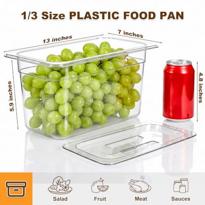 APREUTY 6-Pack 1/3 Size 6''Deep NSF Polycarbonate Food Pans with Lid, Clear - size: 1/3 Size 6'' Deep